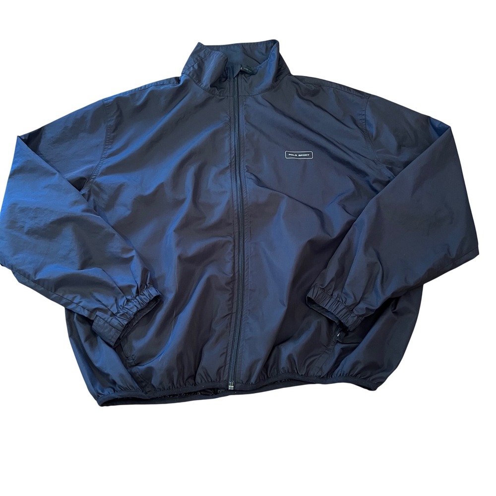 Polo Sport Ralph Lauren Mens XL Black Windbreaker Full Zip Jacket Lightweight‎